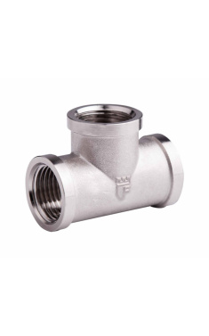 Трійник латунний SD Forte 1 1/4″ ВВ, нікельований, рівнопрохідний