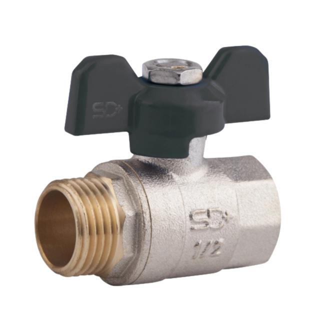 Кран шаровой SD Plus 1/2″ ВН/НН для воды, ручка-бабочка