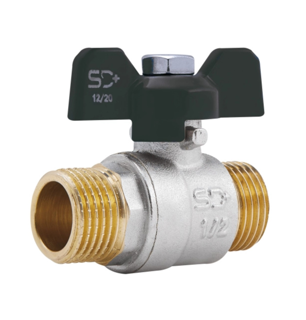 Кран шаровой SD Plus 1/2″ НН для воды, ручка-бабочка