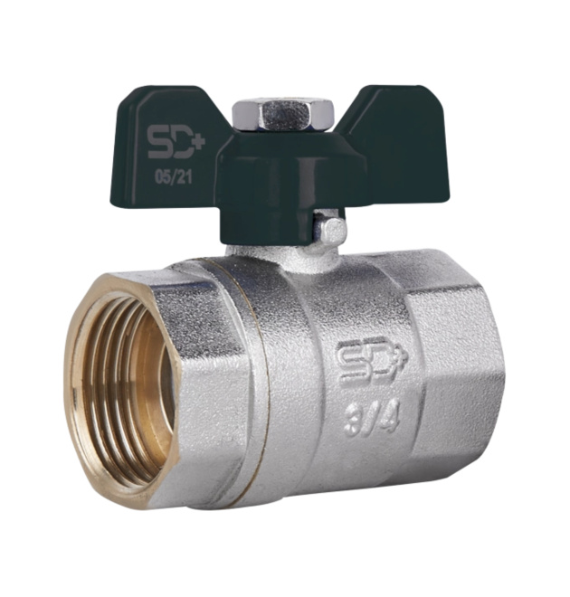 Кран шаровой SD Plus 3/4″ ВН/ВН для воды, ручка-бабочка