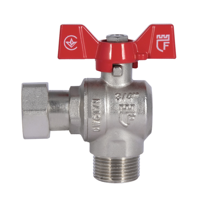 Кран шаровой SD Forte угловой с накидной гайкой для воды 3/4″ ВН, ручка-бабочка