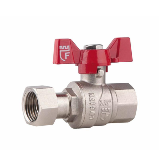 Кран кульовий SD Forte прямий з накидною гайкою для води 3/4″ ВВ, ручка-метелик