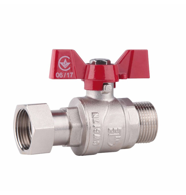 Кран шаровой SD Forte прямой с накидной гайкой для воды 1/2″ ВН, ручка-бабочка