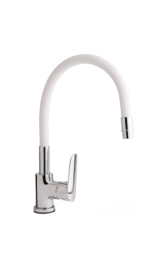 Змішувач для кухні Qtap Linea з гнучким виливом QTLINCRW007F Chrome/White