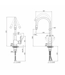 Змішувач для кухні Qtap Linea з гнучким виливом QTLINCRW007F Chrome/White фото - 2