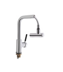 Змішувач для кухні Qtap Inspai з висувним виливом QTINSCRM013F Chrome/Black фото - 3