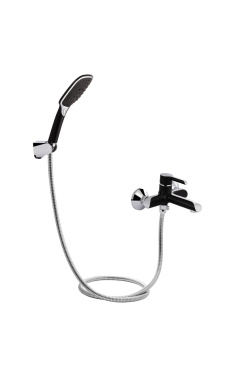 Смеситель для ванны Qtap Grand (c душевым гарнитуром) QTGRABCR006 Chrome/Black