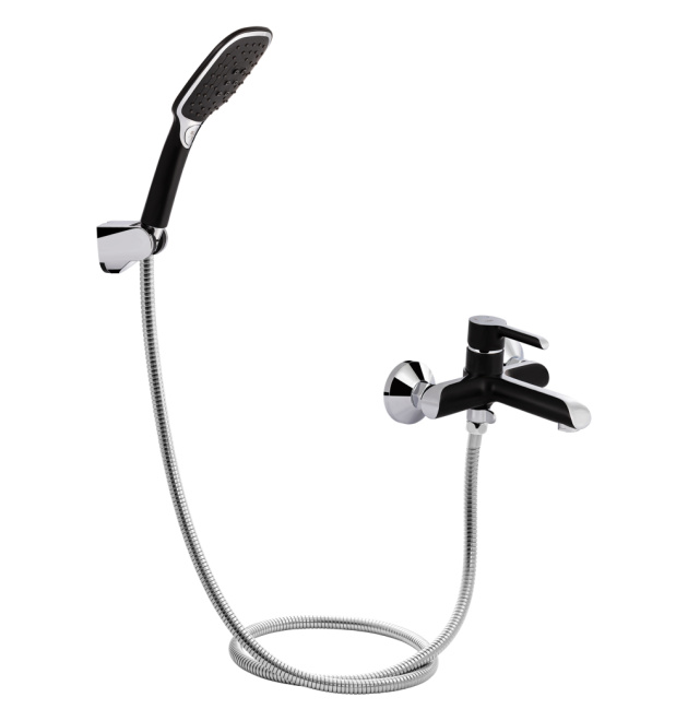 Змішувач для ванни Qtap Grand (з душовим гарнітуром) QTGRABCR006 Chrome/Black фото - 1