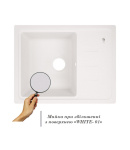 Кухонна гранітна мийка Lidz 620x435/200 WHI-01, біла, врізна — фото 3