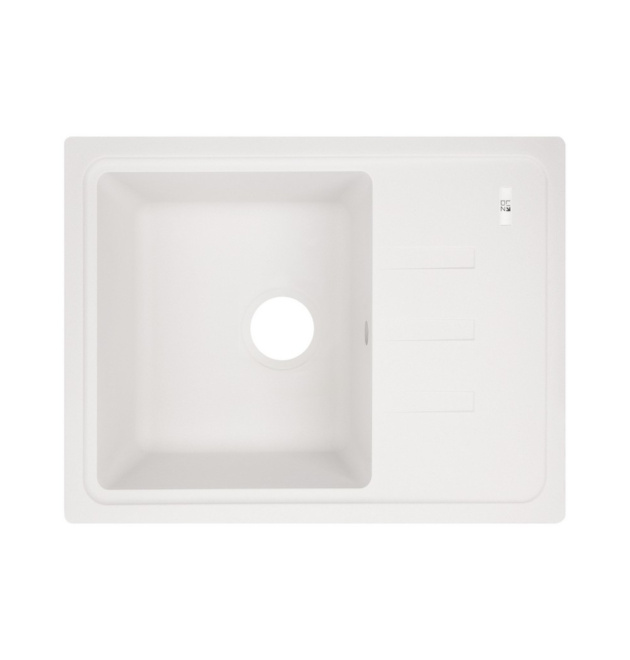 Кухонна гранітна мийка Lidz 620x435/200 WHI-01, біла, врізна