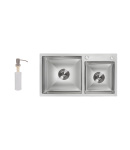 Мийка для кухні з двома чашами інтегрована Lidz Handmade H7843 (LDH7843BRU35387) Brushed Steel 3,0/1,0 мм фото - 9