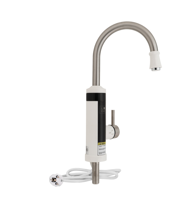 Проточний кран-водонагрівач кухонний для кухні Lidz Warm 059 LDWAR059WNK35878 White / Nickel фото - 1