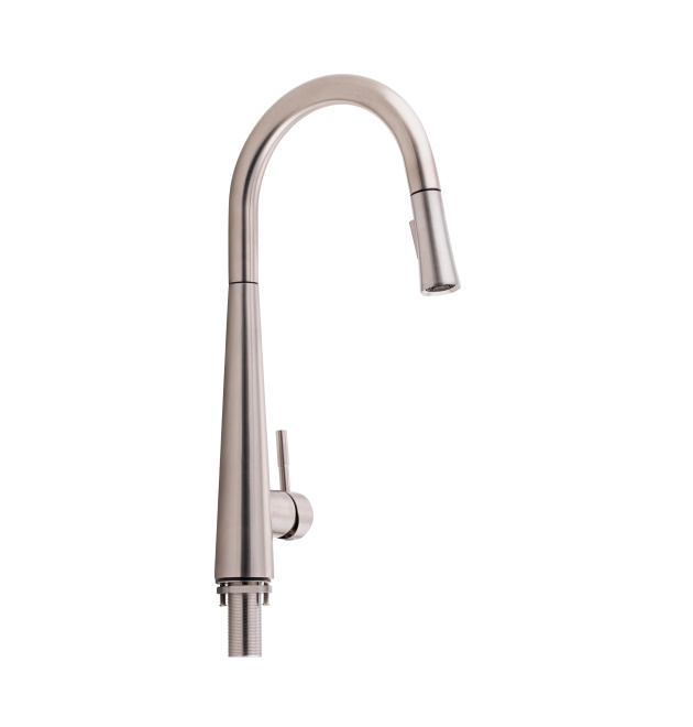 Змішувач для кухні Qtap Evicka з висувним виливом QTEVI91103UN Brushed Nickel PVD фото - 1