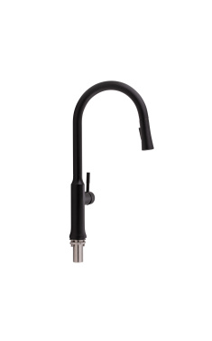 Змішувач для кухні Qtap Baruska з висувним виливом QTBAR9137103UB Black Matt
