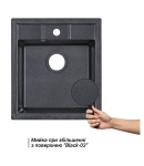 Кухонная мойка Lidz 460x515/200, гранитная, черная, прямоугольная, врезная — фото 3