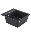 Кухонная мойка Lidz 460x515/200, гранитная, черная, прямоугольная, врезная — фото 4