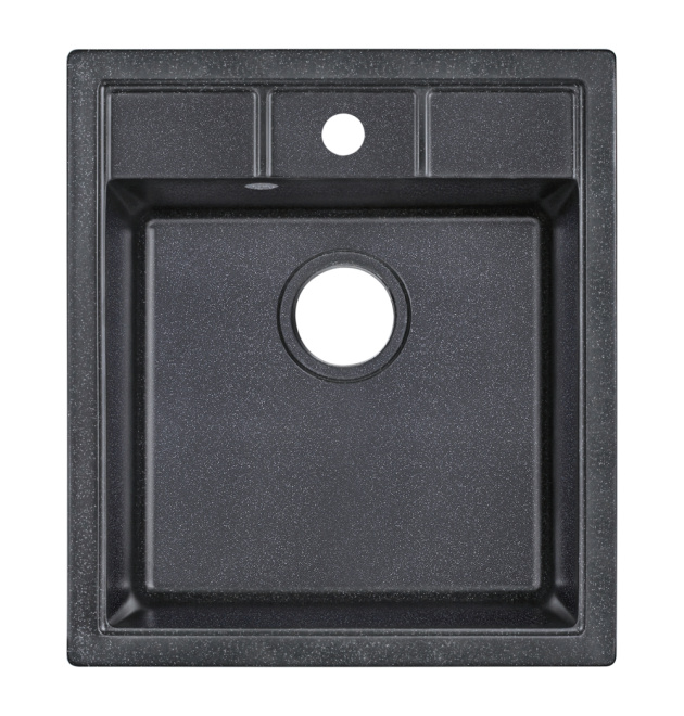 Кухонная мойка Lidz 460x515/200, гранитная, черная, прямоугольная, врезная