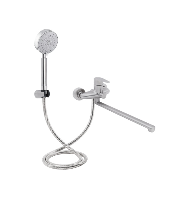 Змішувач для ванни Lidz Vida 005 з поворотним виливом (з душовим гарнітуром) (k35) LDVID005NKS38087 Nickel фото - 1
