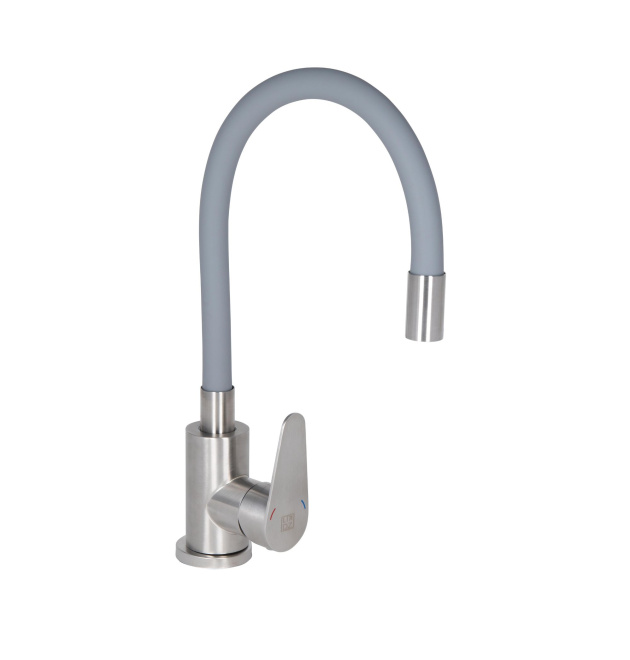 Змішувач для кухні Lidz Vida 015F3 з гнучким виливом (k35) LDVID015F3GRE43356 Grey фото - 1