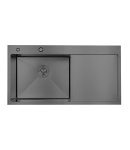 Мийка для кухні інтегрована Lidz Handmade H7849BR крило праворуч (LIDZH7849BRPVD3008) Brushed Black PVD 3,0/1,0 мм фото - 2