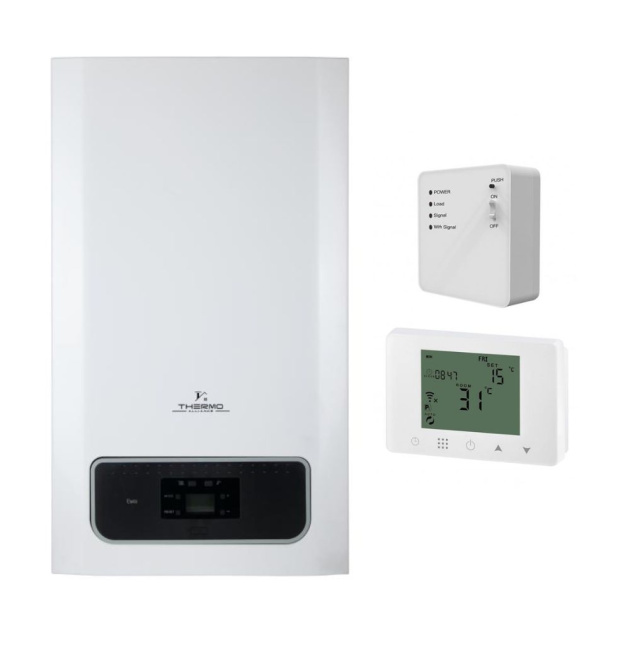 Котел газовый Thermo Alliance EWA 24 кВт + Комплект для коаксиального дымохода 1000 мм, 60/100 + Беспроводной недельный термостат с WiFi HY09-GCWRW фото - 1