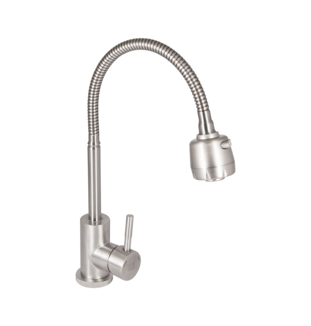 Змішувач для кухні Lidz Aria 015F41 з гнучким виливом (k35) LDARI015F41NKS45306 Nickel фото - 1