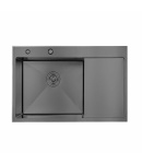 Мийка для кухні інтегрована Lidz Handmade H6350BR крило праворуч (LDH6350BRPVD45590) Brushed Black PVD 3,0/1,0 мм фото - 2