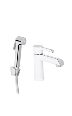 Смеситель для раковины Qtap Grand с гигиеническим душем QTGRA272CRW45671 Chrome/White