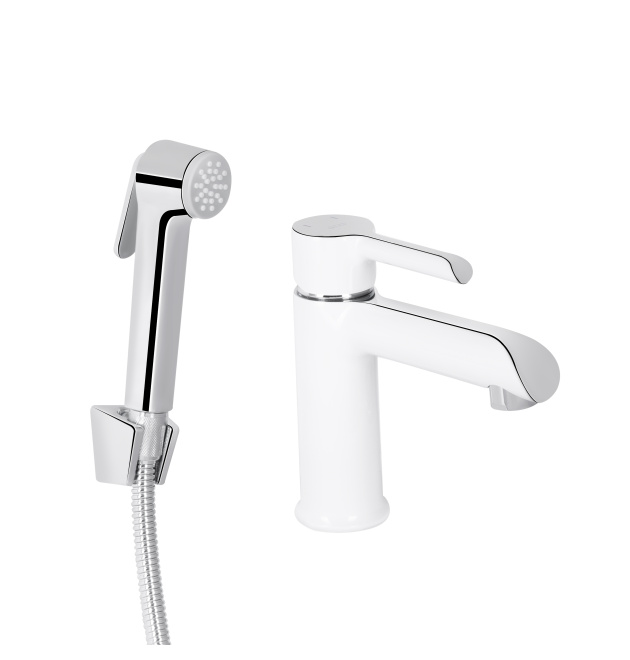 Смеситель для раковины Qtap Grand с гигиеническим душем QTGRA272CRW45671 Chrome/White фото - 1