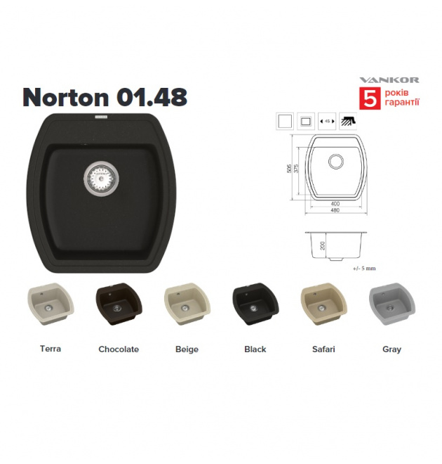 Мийка для кухні Vankor Norton NMP 01.48 фото - 1