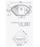 Гранітна кухонная мийка Argo Trapezio 1045х575х190, 13 кольорів — фото 2