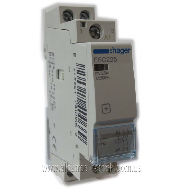 Контактор модульний Hager ESC-225 230V/25A 2Н фото - 1
