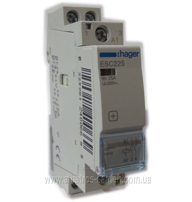 Контактор модульный Hager ESC-225 230V/25A 2Н