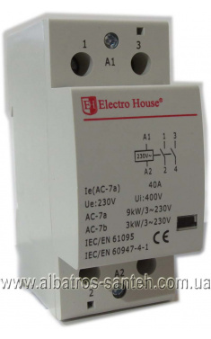Контактор модульний Electro House 40A 230V/2П