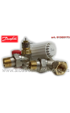 Кран для радіатора з термоголовкою Danfoss кутовий 1/2 RAE+RA-N+RLV-S (комплект)