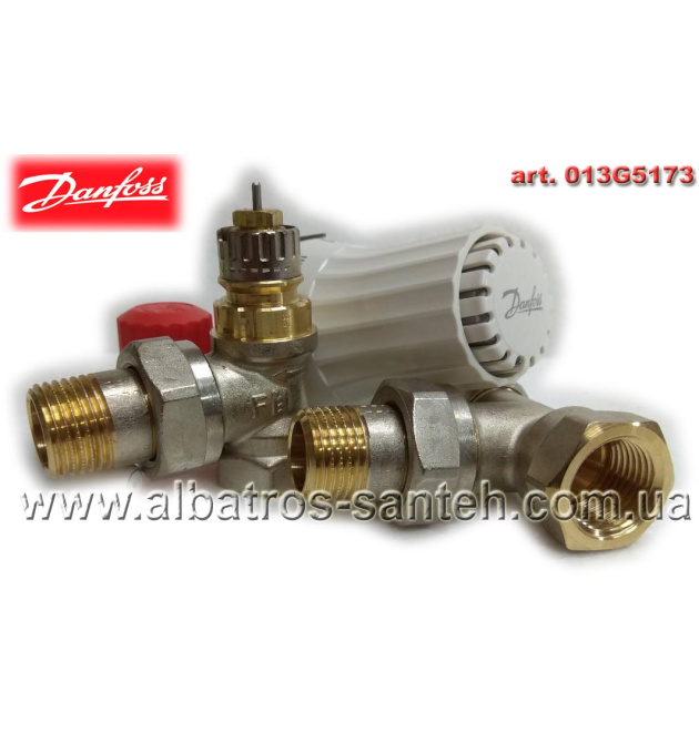 Кран для радиатора с термоголовкой Danfoss угловой 1/2 RAE+RA-N+RLV-S (комплект)
