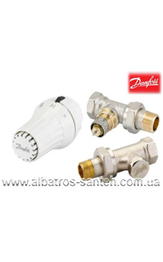 Кран для радіатора з термоголовкою Danfoss прямий 1/2 RAE+RA-N+RLV-S(комплект)