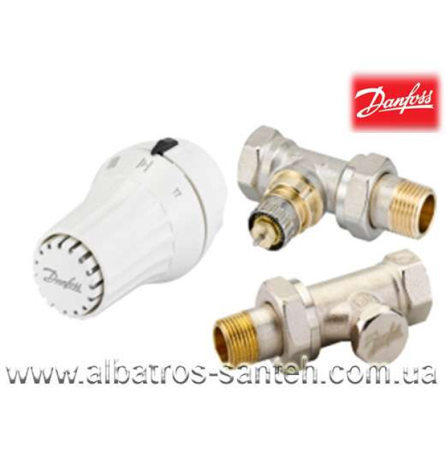 Кран для радіатора з термоголовкою Danfoss прямий 1/2 RAE+RA-N+RLV-S(комплект)
