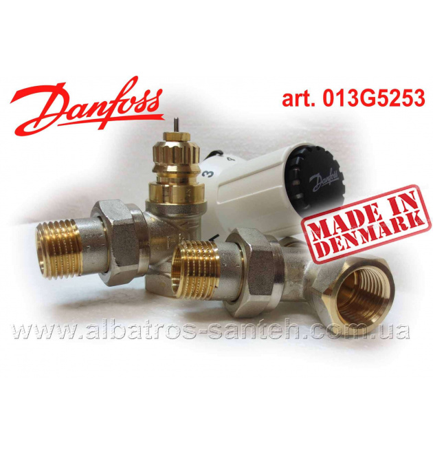 Кран для радіатора з термоголовкою Danfoss кутовий 1/2 RAS-C+RA-FN+RLV-S(комплект) фото - 1