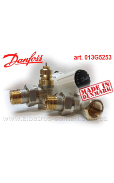 Кран для радіатора з термоголовкою Danfoss кутовий 1/2 RAS-C+RA-FN+RLV-S(комплект)