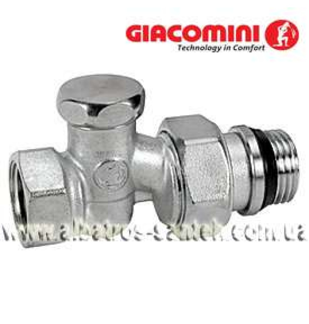Кран для радиатора Giacomini 1/2 прямой без ручкой R17X033