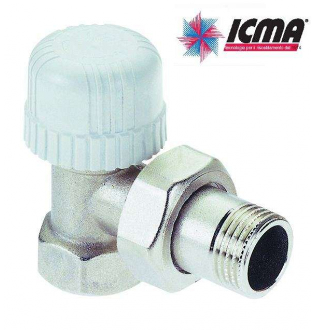 Кран для радіатора термоголовки 1/2 кутовий ICMA(Italy) арт. фото - 1