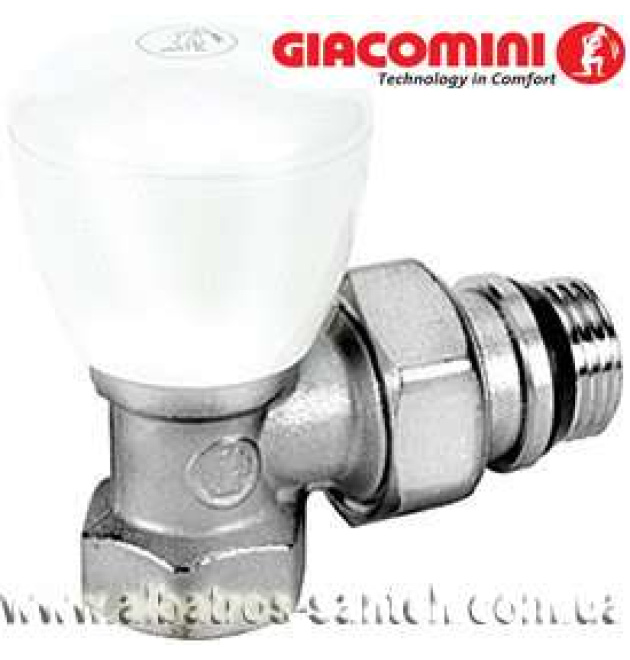 Кран для радіатора Giacomini 1/2 кутовий з ручкою R6X033