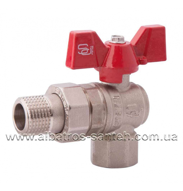 Кран кульовий з накидною гайкою кутовий FORTE PN-40 1/2 фото - 1