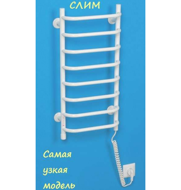 Електричний сушка для рушників ТЕПЛИЙ СВІТ СЛІМ 90 Вт правий білий фото - 1