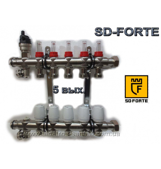Колектор для теплої підлоги з витратомірами FORTE 5 виходів фото - 1