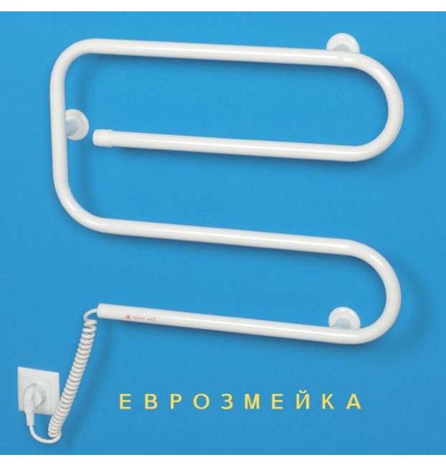 Электрический полотенцесушитель ТЕПЛЫЙ МИР Еврозмейка, 70 Вт, белый, левое подключение