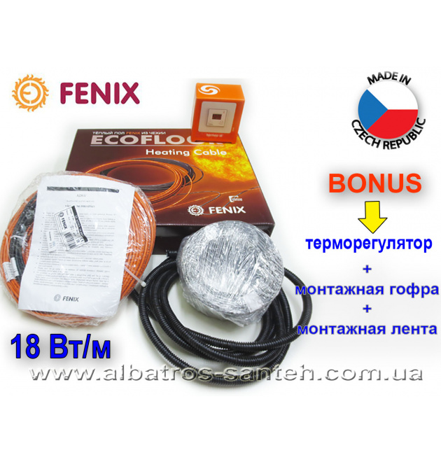 Нагревательный двужильный кабель под плитку FENIX ADSV 18 Вт/м 18,5m/320W фото - 1