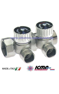 Простий колектор для теплої підлоги ICMA 1″ на 2 виходи