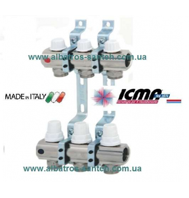 Колектор з ручним регулюванням ICMA на 3 виходи (арт.К005) фото - 1